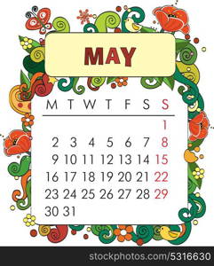 Beautiful vector decorative frame for calendar - May