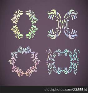 Beautiful vector ornamental flower vintage background. Beautiful ethnic ornament. Hand sketched vector ornamental flowers. Vintage hand drawn tree branches. Decor for invitationand and greeting card. Floral pastel rainbow ornament. Decorative flowers and swirls art ornament.