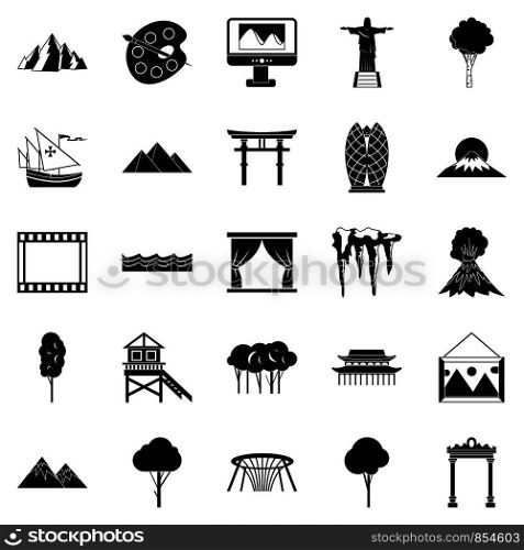 Beautiful view icons set. Simple set of 25 beautiful view vector icons for web isolated on white background. Beautiful view icons set, simple style