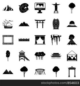 Beautiful view icons set. Simple set of 25 beautiful view vector icons for web isolated on white background. Beautiful view icons set, simple style