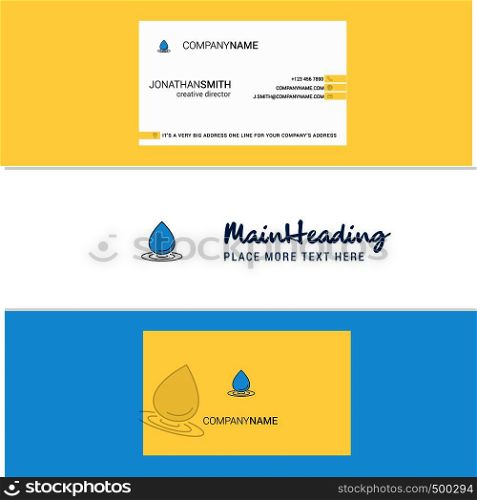 Beautiful Water drop Logo and business card. vertical Design Vector