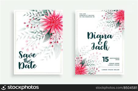 beautiful wedding card design with flower decoration