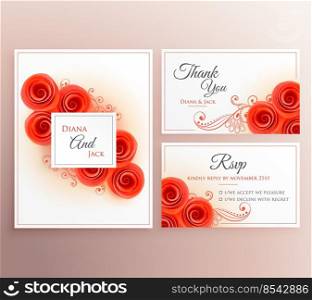 beautiful wedding invitation card with rose flower template