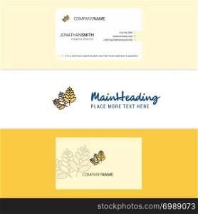 Beautiful Wheat Logo and business card. vertical Design Vector