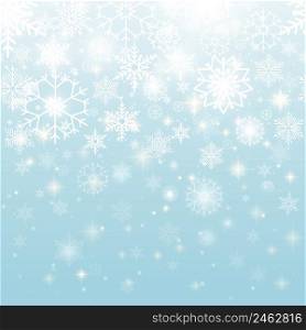 Beautiful White Snowflakes in Seamless Pattern Graphic Design on Sky Blue Background.