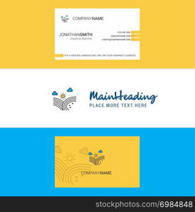 Beautiful Wind blowing Logo and business card. vertical Design Vector