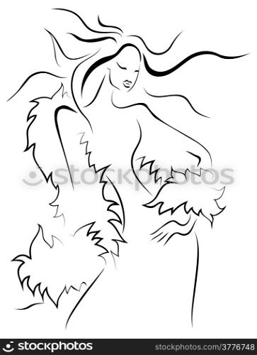 Beautiful woman in fur. Vector illustration Isolated.