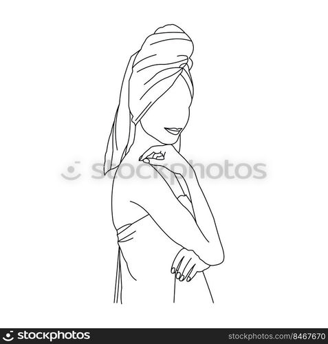 Beautiful Woman Line Art, Wall Decoration 