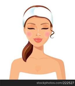 Beautiful woman relaxing wellness massage at spa salon face body concept.