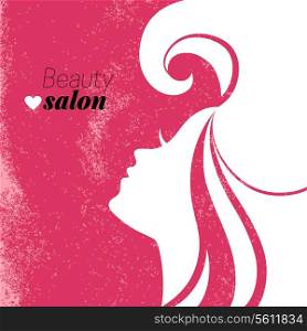 Beautiful woman silhouette. Beauty salon poster. Vector illustration