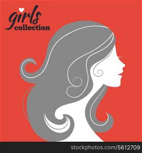 Beautiful woman silhouette. Girls collection