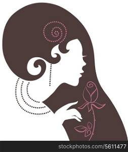 Beautiful woman silhouette with a flower