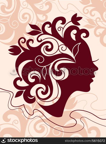 Beautiful woman silhouette with a flowers&#xA;