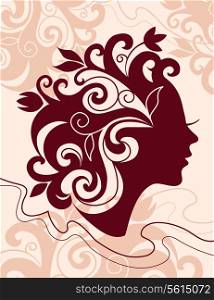 Beautiful woman silhouette with a flowers&#xA;