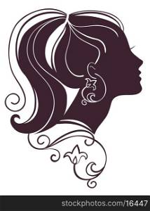 Beautiful woman silhouette with flowers