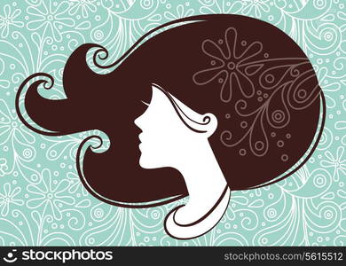 Beautiful woman silhouette with flowers