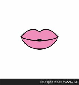 Beautiful women’s lips with pink lipstick. A woman’s kiss. Vector icon for Valentine’s day.