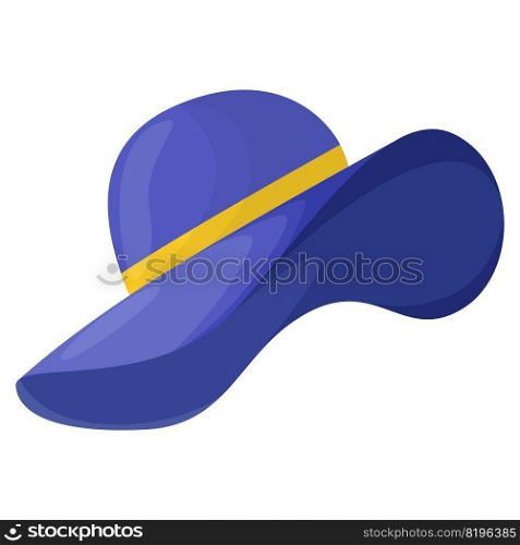 Beautiful women’s summer hat. Stylish summer female headwear. A fashion accessory for a vacation at sea in hot countries. Flat vector illustration. Beautiful women’s summer hat. Stylish summer female headwear. A fashion accessory for a vacation at sea in hot countries. Flat vector illustration.