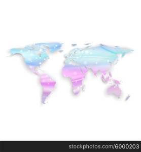 Beautiful world map with shadow on white background, vector illustration.