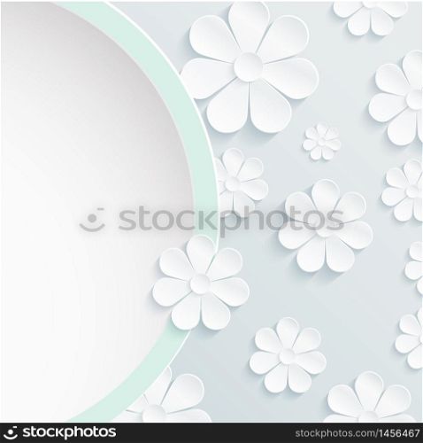 Beautiful wreath of spring flowers, white daisies.vector