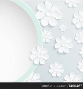 Beautiful wreath of spring flowers, white daisies.vector