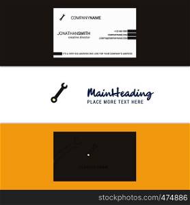 Beautiful Wrench Logo and business card. vertical Design Vector