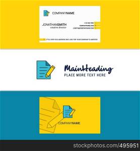 Beautiful Write document Logo and business card. vertical Design Vector