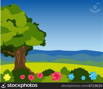Beautiful year landscape. Year landscape of the nature with tree and flower