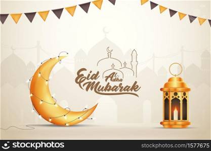 Beautilful Eid-al-adha Eid Mubarak Greetings Vector Illustration Background
