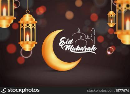 Beautilful Eid-al-fitr Eid-al-adha Eid Mubarak Greetings Vector Illustration Background