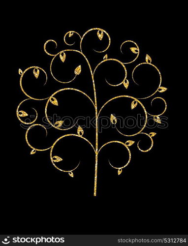 Beautuful Golden Tree on Black Background Vector Illustration EPS10. Beautuful Golden Tree on Black Background Vector Illustration