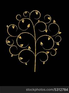 Beautuful Golden Tree on Black Background Vector Illustration EPS10. Beautuful Golden Tree on Black Background Vector Illustration