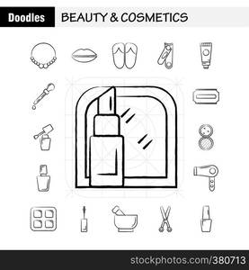 Beauty And Cosmetics Hand Drawn Icon for Web, Print and Mobile UX/UI Kit. Such as: Jewel, Necklace, Present, Lips, Cosmetic, Mouth, Beauty, Clothes, Pictogram Pack. - Vector