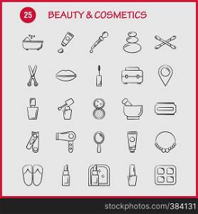 Beauty And Cosmetics Hand Drawn Icon for Web, Print and Mobile UX/UI Kit. Such as: Jewel, Necklace, Present, Lips, Cosmetic, Mouth, Beauty, Clothes, Pictogram Pack. - Vector
