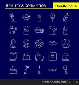 Beauty And Cosmetics Hand Drawn Icons Set For Infographics, Mobile UX/UI Kit And Print Design. Include: Beauty, Cosmetic, Lipstick, Cosmetic, Mortar, Natural, Vessel, Flower, Icon Set - Vector