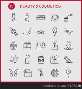 Beauty And Cosmetics Hand Drawn Icons Set For Infographics, Mobile UX/UI Kit And Print Design. Include: Blade, Cut, Razor, Cosmetic, Location, Cosmetic, Beauty, Bath, Icon Set - Vector