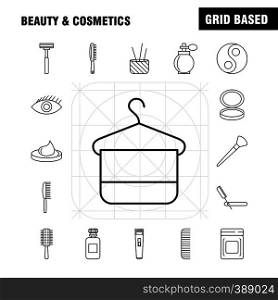 Beauty And Cosmetics Line Icon for Web, Print and Mobile UX/UI Kit. Such as: Bowl, Food, Kitchen, Beauty, Cosmetic, Makeup, Powder, Puff, Pictogram Pack. - Vector