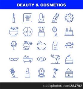 Beauty And Cosmetics Line Icons Set For Infographics, Mobile UX/UI Kit And Print Design. Include: Beauty, Cosmetic, Lipstick, Cosmetic, Mortar, Natural, Vessel, Flower, Icon Set - Vector
