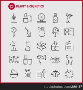 Beauty And Cosmetics Line Icons Set For Infographics, Mobile UX/UI Kit And Print Design. Include: Face, Foundation, Liquid, Makeup, Beauty, Brush, Makeup, Beauty, Icon Set - Vector
