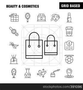 Beauty And Cosmetics Line Icons Set For Infographics, Mobile UX/UI Kit And Print Design. Include: Blade, Cut, Razor, Cosmetic, Location, Cosmetic, Beauty, Bath, Icon Set - Vector