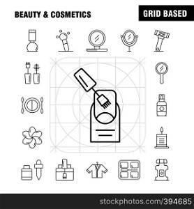 Beauty And Cosmetics Line Icons Set For Infographics, Mobile UX/UI Kit And Print Design. Include: Face, Foundation, Liquid, Makeup, Beauty, Brush, Makeup, Beauty, Icon Set - Vector
