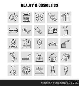 Beauty And Cosmetics Line Icons Set For Infographics, Mobile UX/UI Kit And Print Design. Include: Blade, Cut, Razor, Cosmetic, Location, Cosmetic, Beauty, Bath, Icon Set - Vector