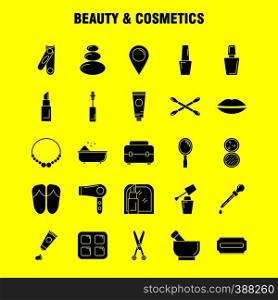 Beauty And Cosmetics Solid Glyph Icon for Web, Print and Mobile UX/UI Kit. Such as: Jewel, Necklace, Present, Lips, Cosmetic, Mouth, Beauty, Clothes, Pictogram Pack. - Vector
