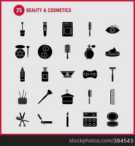 Beauty And Cosmetics Solid Glyph Icon for Web, Print and Mobile UX/UI Kit. Such as: Bowl, Food, Kitchen, Beauty, Cosmetic, Makeup, Powder, Puff, Pictogram Pack. - Vector