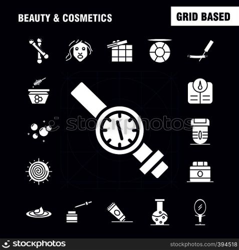 Beauty And Cosmetics Solid Glyph Icons Set For Infographics, Mobile UX/UI Kit And Print Design. Include: Blade, Cut, Razor, Cosmetic, Location, Cosmetic, Beauty, Bath, Icon Set - Vector