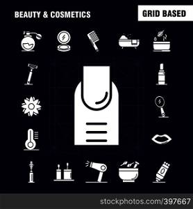 Beauty And Cosmetics Solid Glyph Icons Set For Infographics, Mobile UX/UI Kit And Print Design. Include: Beauty, Cosmetic, Lipstick, Cosmetic, Mortar, Natural, Vessel, Flower, Icon Set - Vector