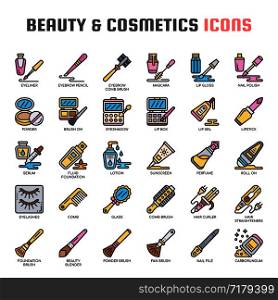 Beauty and Cosmetics , Thin Line and Pixel Perfect Icons