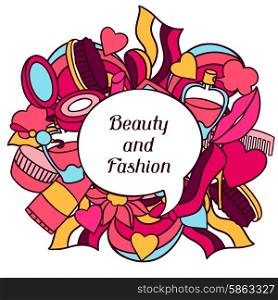 Beauty and fashion background design with cosmetic accessories. Beauty and fashion background design with cosmetic accessories.