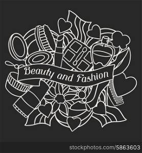 Beauty and fashion background design with cosmetic accessories. Beauty and fashion background design with cosmetic accessories.