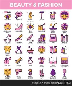 Beauty and fashion concept detailed line icons set in modern line icon style for ui, ux, website, web, app graphic design